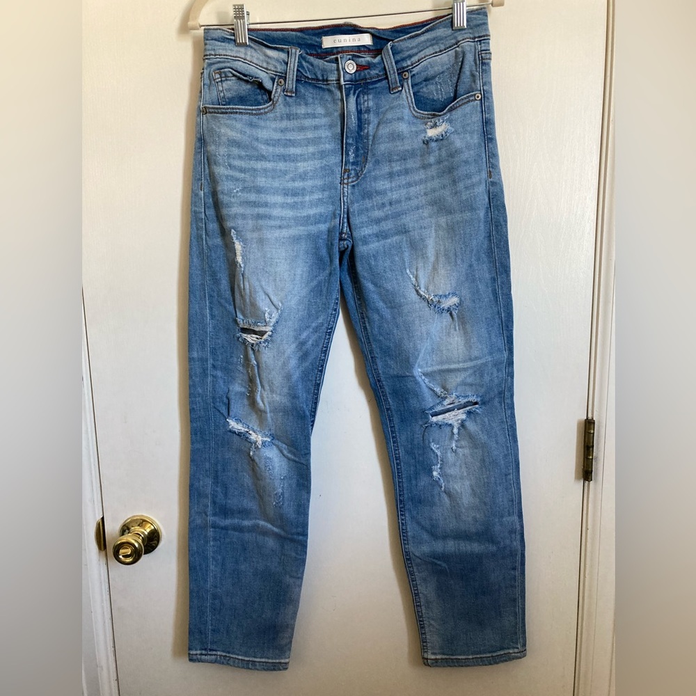 *Eunina Medium Wash Frankie Low Rise Girlfriend Ripped Size 5Jr Denim Jeans #S